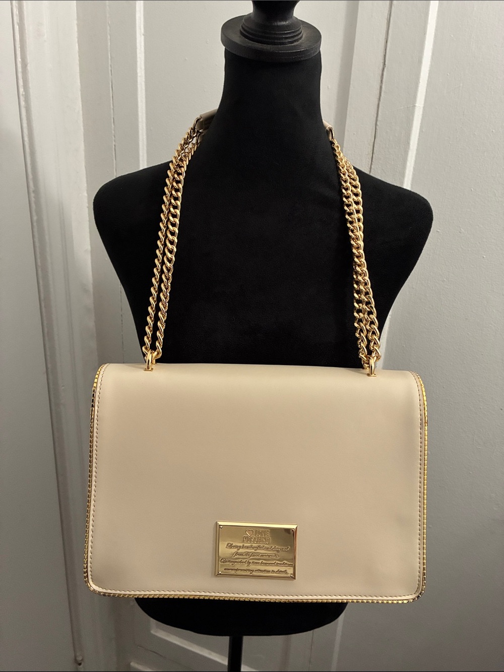 Love Moschino Logo-Plaque Chain-Link Shoulder Bag
